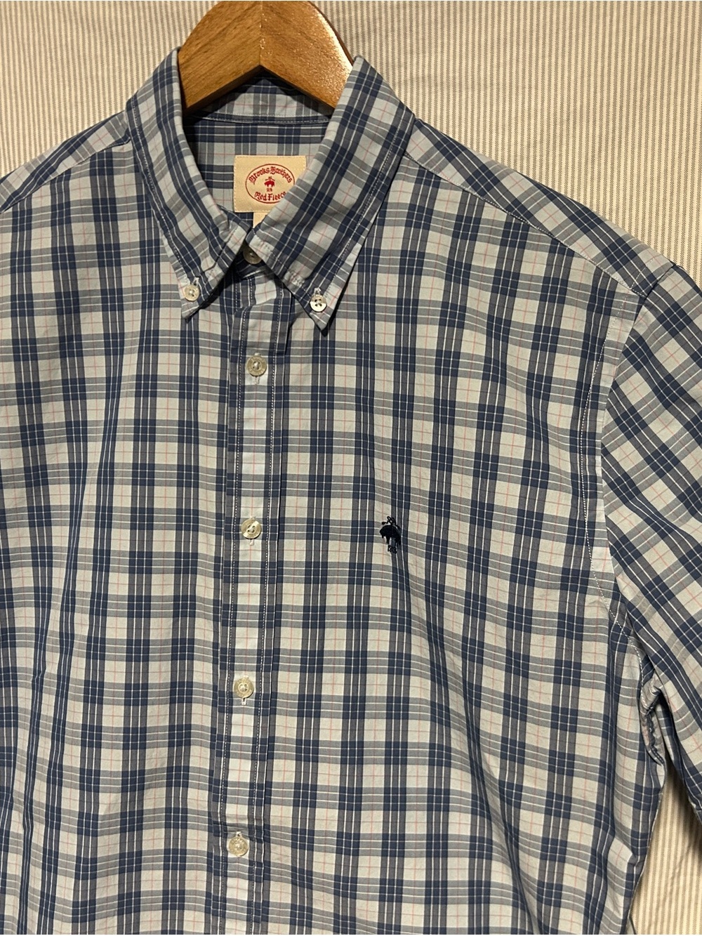 Brooks Brothers Blue and White Plaid Button-Down Shirt